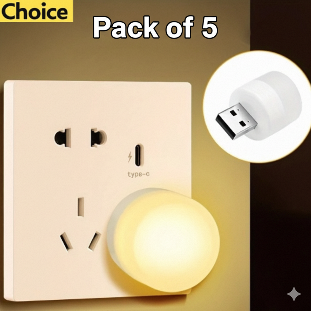 USB LED Night Bulb Light Pack of 6 Electronics Accessory For Laptops, Power Banks and Mobile Chargers