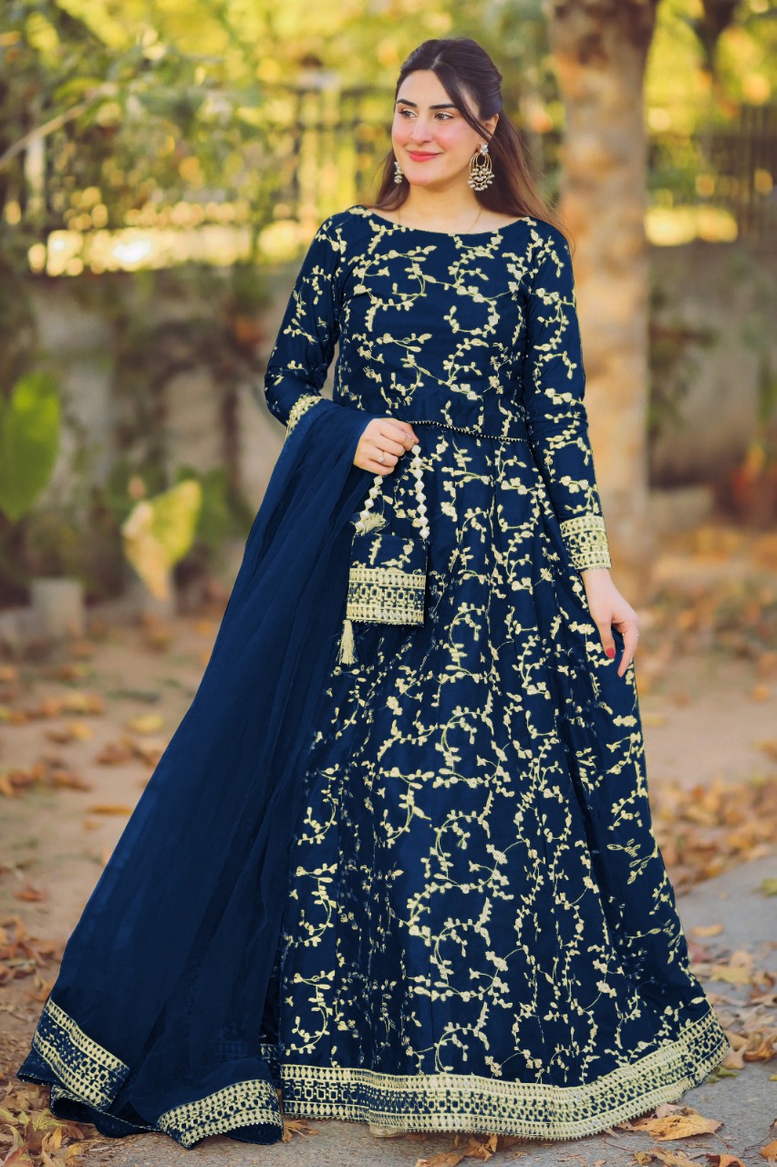 Fancy Shamooz Silk Lehenga Embroidery Four Pieces For Girls