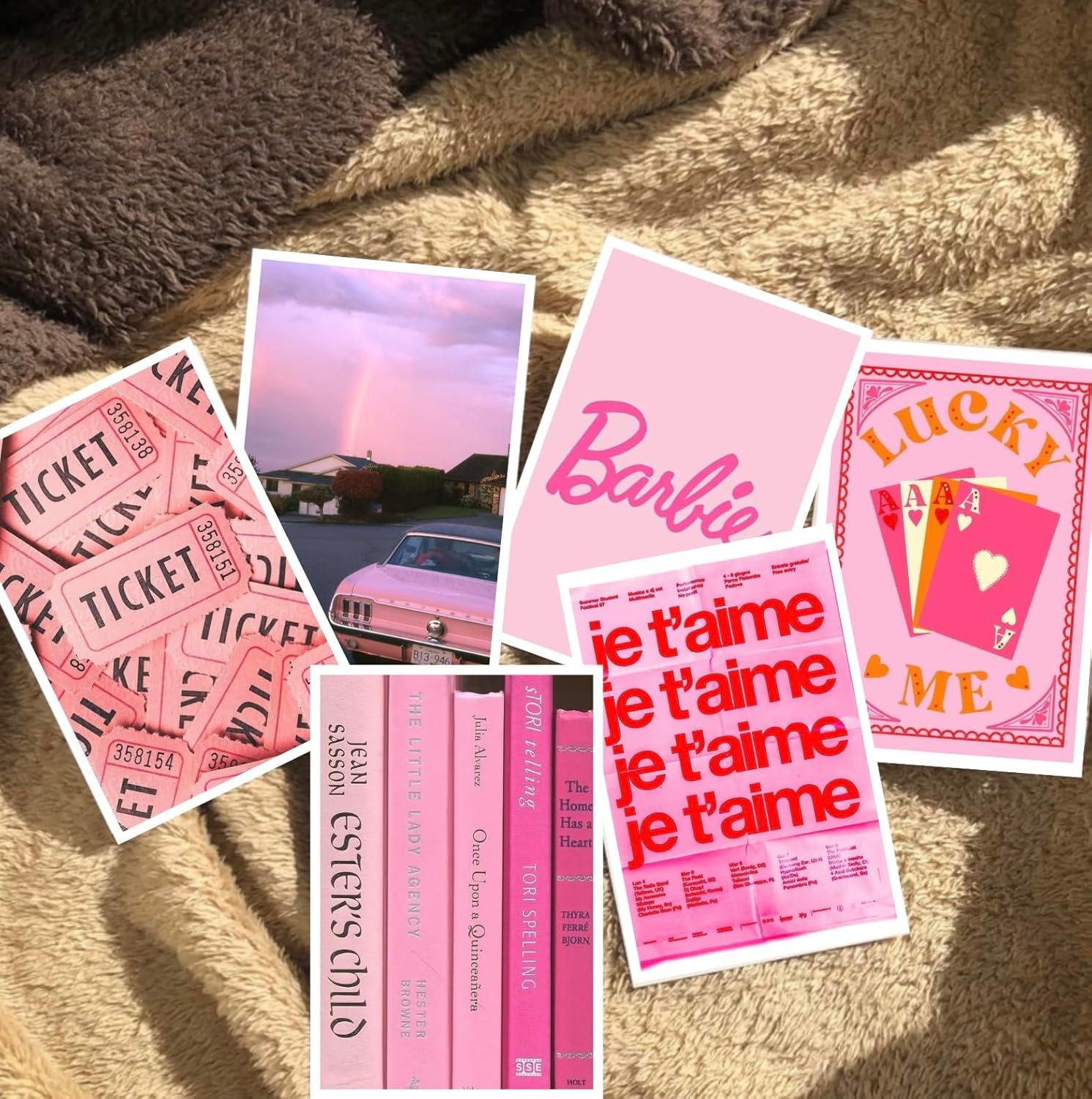 Pink aesthetic wall collage kit 60 photo cards 4x6" inches size for wall and room decor customize available