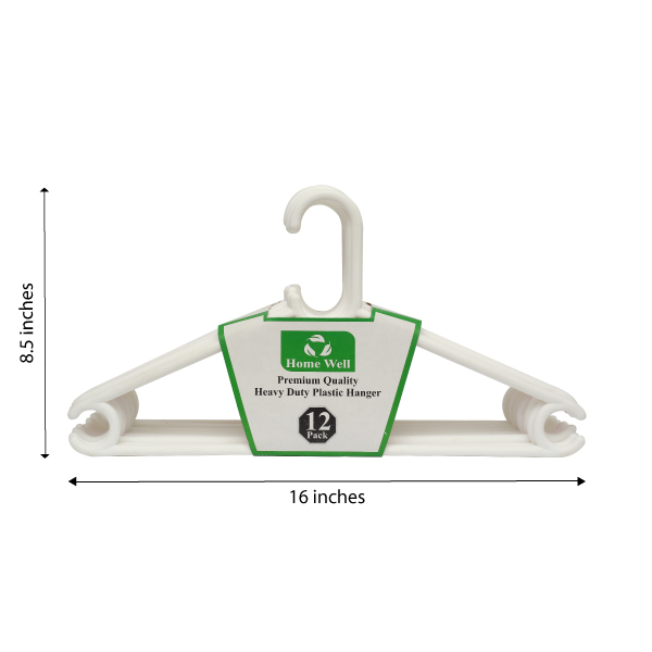 Pack Of 12 Heavy-Duty Plastic Hangers Premium Quality Ultra-Durable Space-Saving Clothes Hangers