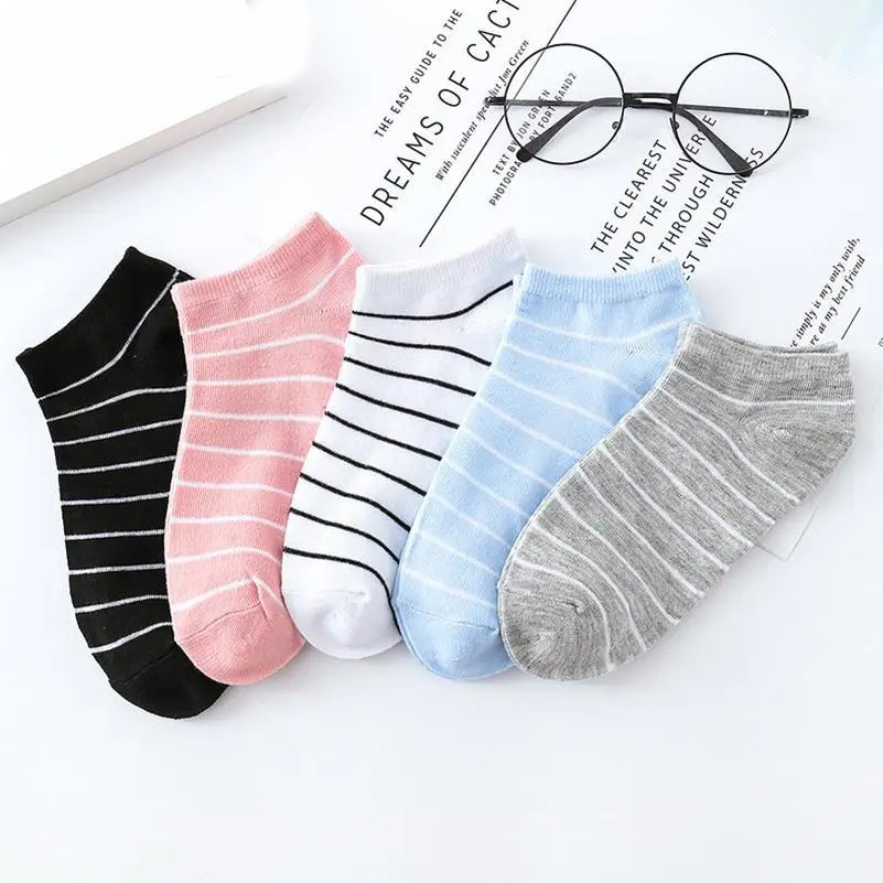 Women's Cotton Ankle Socks Pack of 5 Comfortable and Stretchable