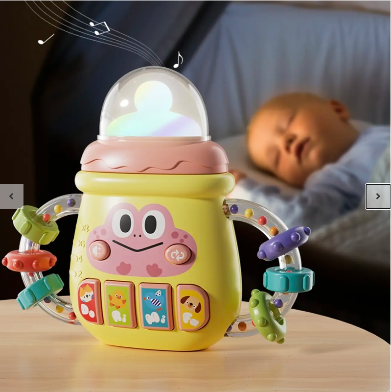 Baby Musical Learning Bottle Toy with Lights and Sounds Rattle Teether Handle Educational Activity Toy for Infants and Toddlers 11.5cm