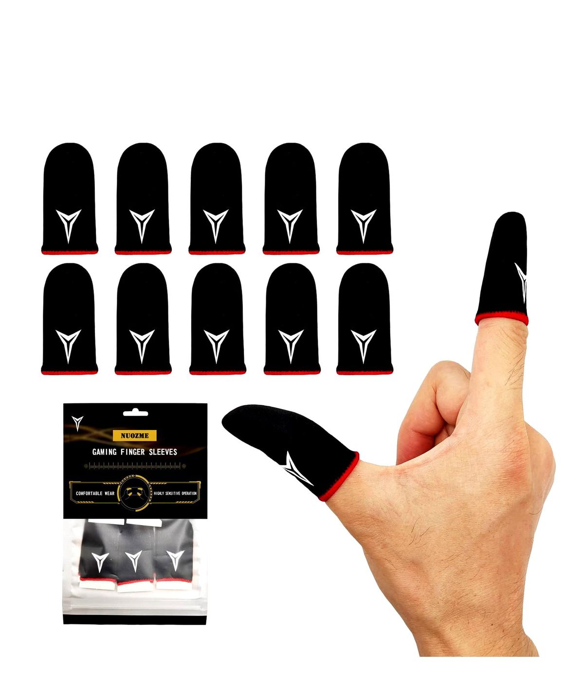Gaming Finger Sleeves Pack of 1-5 Pairs Breathable Anti-Sweat Touch Screen-Friendly for Mobile & Tablet
