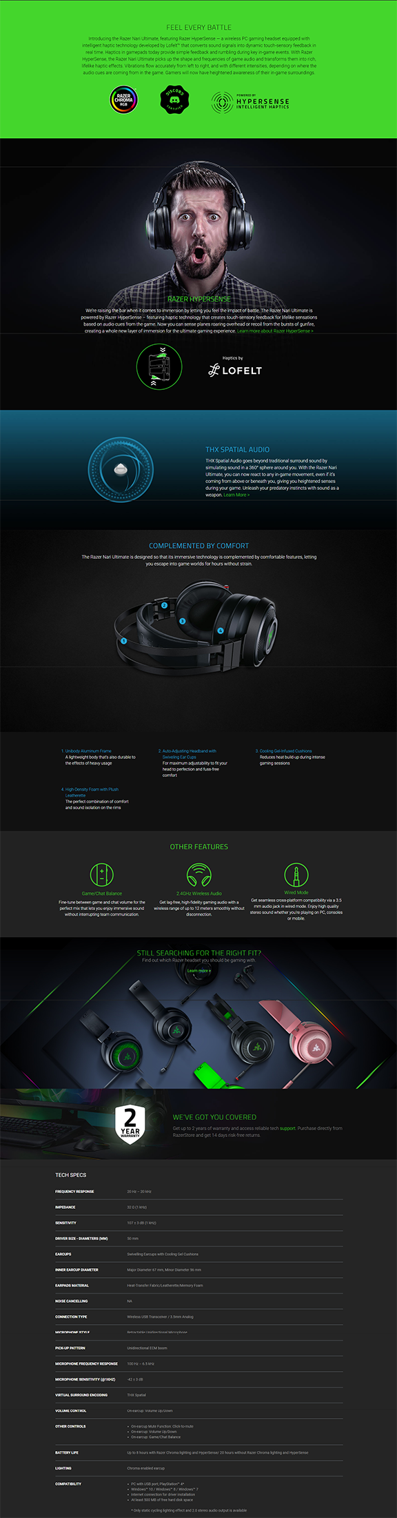 Razer Nari Ultimate Wireless Gaming Headset With Razer Hypersense Buy Online At Best Prices In Pakistan Daraz Pk