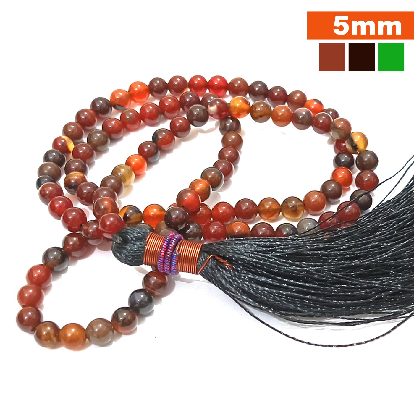 Original  Aqeeq stone Tasbih 100 Beads 5MM Red & Black  – muslim Agate zikr prayer Tasbeeh - handmade Rosary tasbi counter Stress Relaxation gemstones