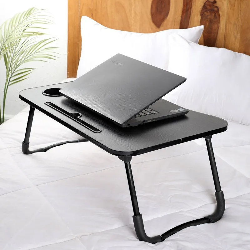 New Fold-able Wooden Portable Laptop Table Fold-able Dormitory Bed Laptop Desk breakfast table gaming table office desk portable breakfast table reading desk home and office desk foldable table multipurpose cup holder an notebook stand