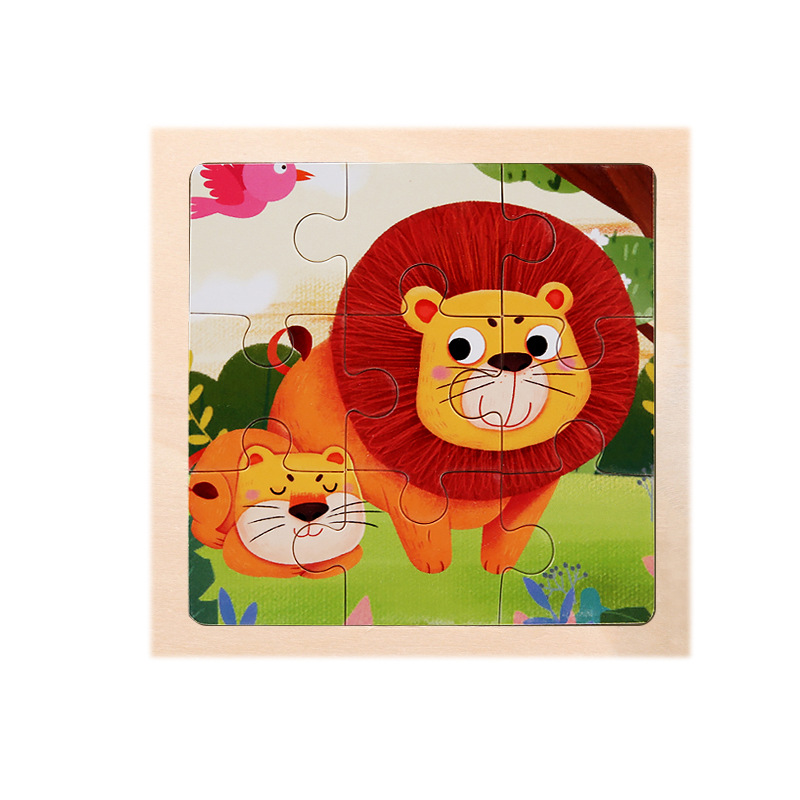 Montessori Wooden Picture Puzzles for Kids — 12 Colourful Animal Boards, 9-Piece Each for Hand-Eye & Problem Solving
