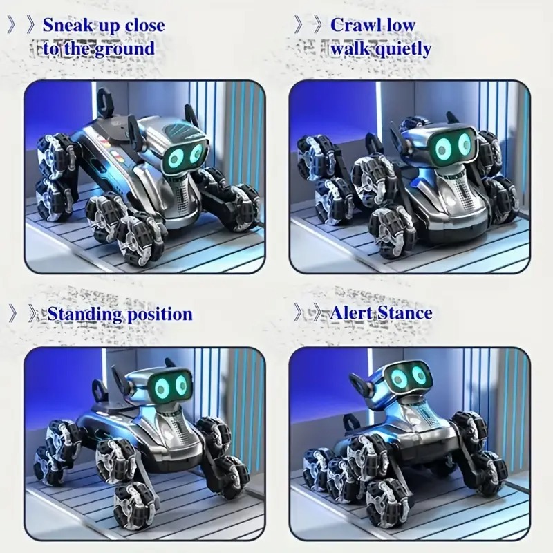 RC Stunt Robot Dog - Rechargeable Remote Control Toy | 360° Flips | Dancing | LED Lights | Best Gift for Kids & Adults (Battery Included)