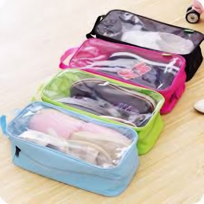 Pack of 4 - Travel Shoe Organizer Storage Bags with Drawstring Closure