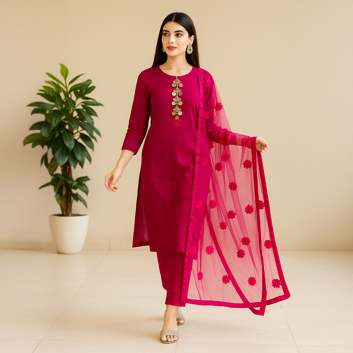 Rubika Fashion Unstitched 3Pc Katan Silk Suit For Women All-Season Silk Fabric, Traditional Formal Style Multiple Color