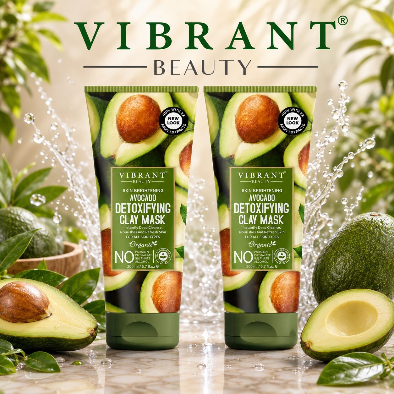 Vibrant Beauty Avocado Detoxifying Clay Mask Combo Pack | Personal Care Set | 200ml