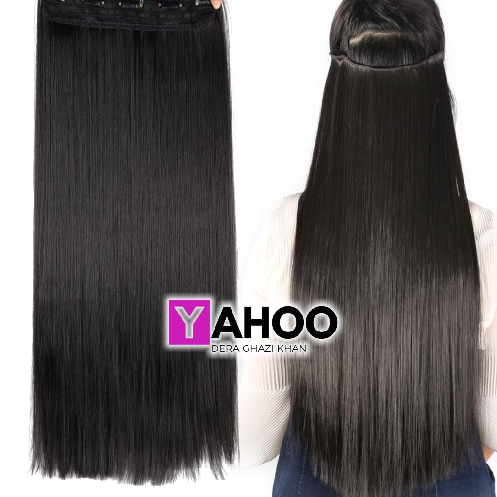 Dark Brown 28 Inch Long 5 Clip-in Synthetic Straight Hair Extension for Her - Dark Brown