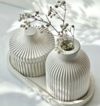 Set of 3 Home Decor Pieces, Jewelry Storage Box, Mini Vase, and Oval Tray for Dressing Table Display
