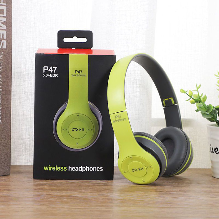 P47 Wireless Bluetooth Foldable Headset with Microphone - Adjustable, Portable for Phones & Laptops