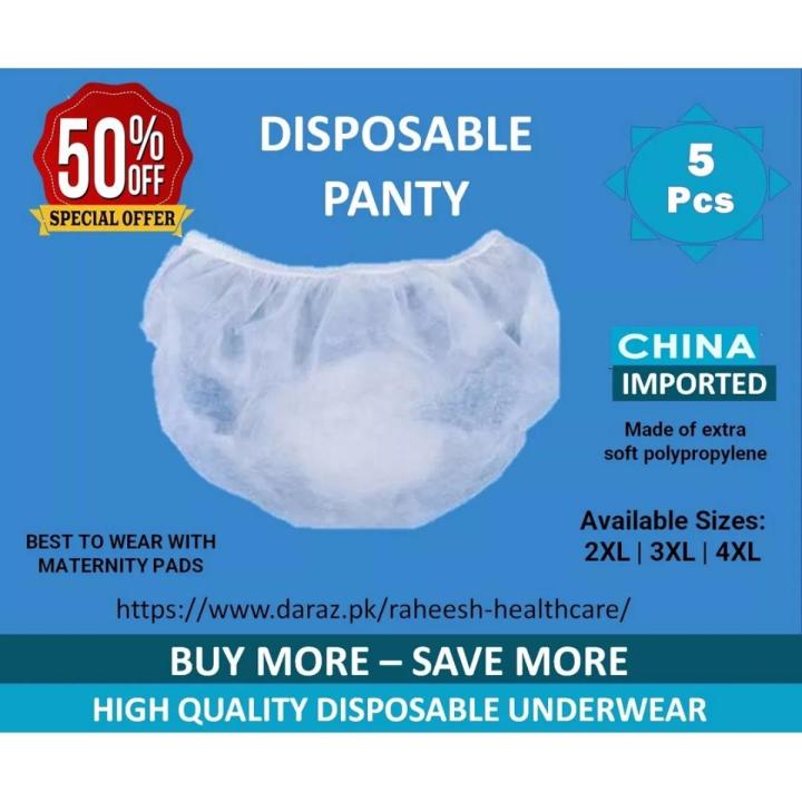 5 pcs Women Disposable Underwear - Panties - non woven panty - Sizes: 2XL  3XL 4XL