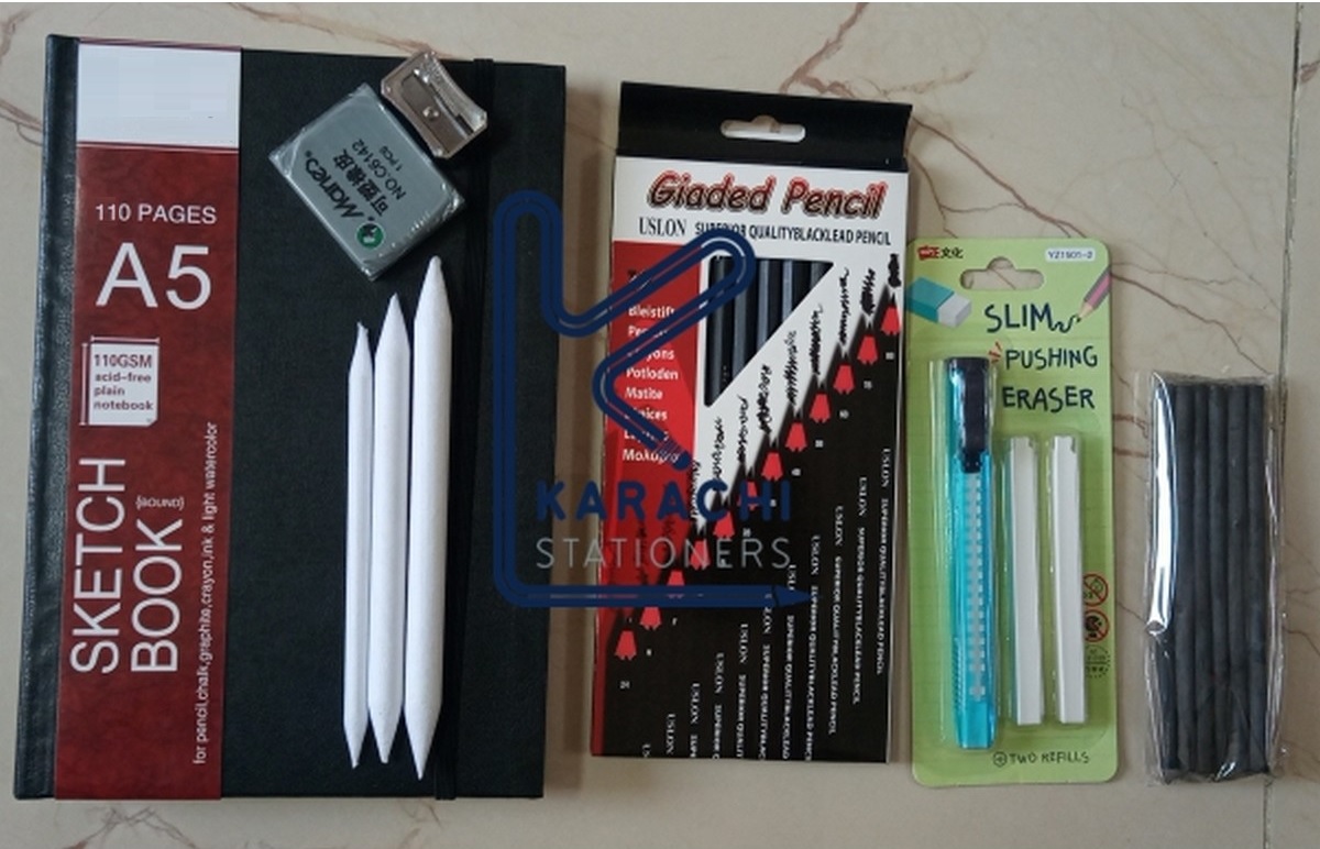 25 Pcs Artist Set 110 Pages A5 Hard Binding Sketch Book, 12 Pcs Set