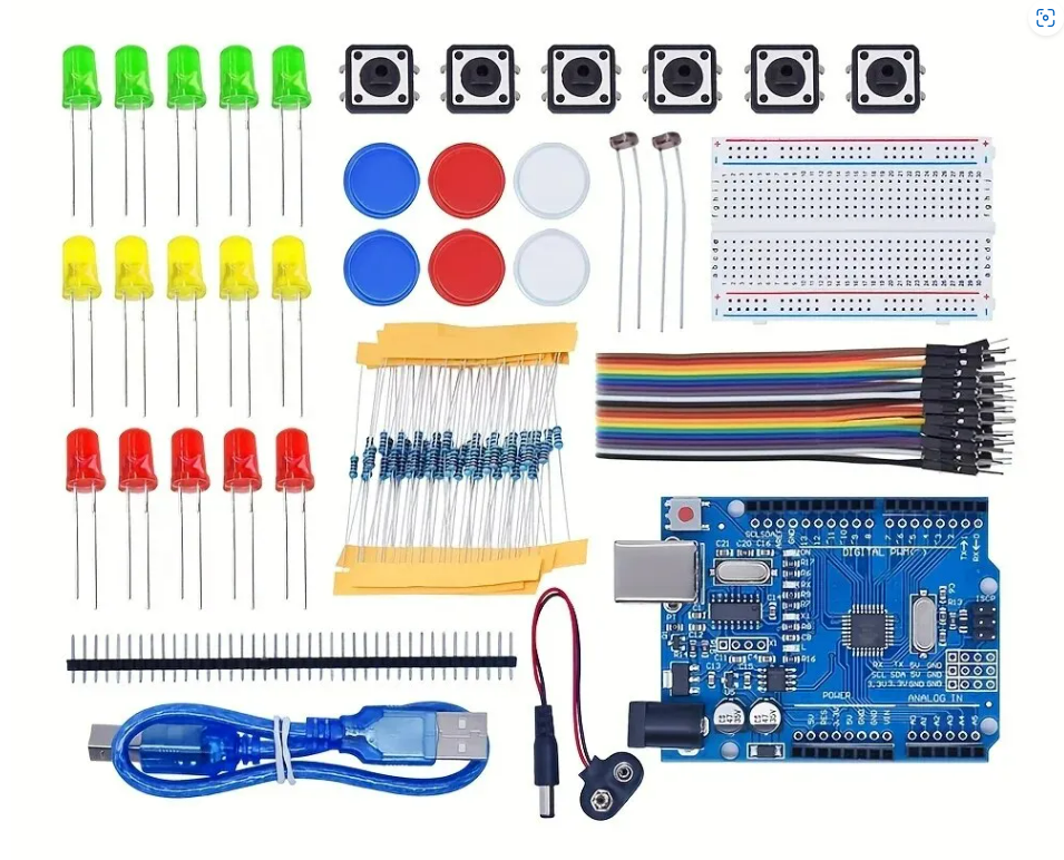DIY Electronic Starter Kit for UNO R3 Arduino Circuit Board Electronics 12-in-1 Programmable Engineering Coding Education STEAM