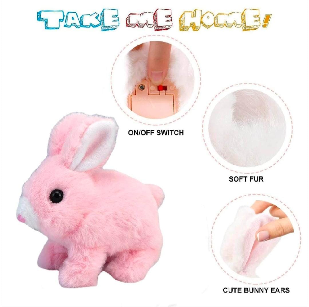 Electronic Rabbit - Toy  for children -Electronic and interactive pet - Educational Toys for kids - Rabbit for home decore - Electric push white Electronic Rabbit - Soft bunny toy for kids - Gift for childboys , Girls & kids - Rabbit Soft toy for children