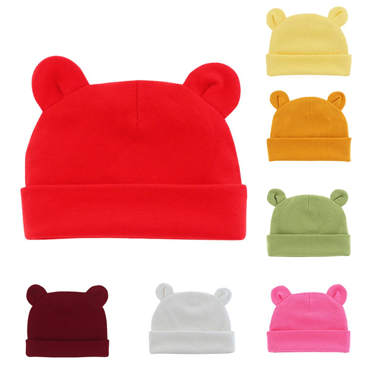 MiniMe 2Pcs Soft Newborn Hat Baby Beanie Cotton Infant Bonnet Baby Cap for Girls Boys Kids Hats Newborn Accessories 0-12M