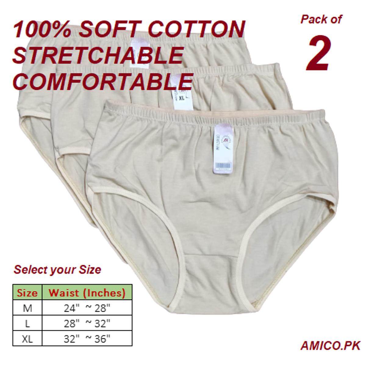 Soft Cotton Ladies Underwear Panties for Girls & Women - Pack of 02