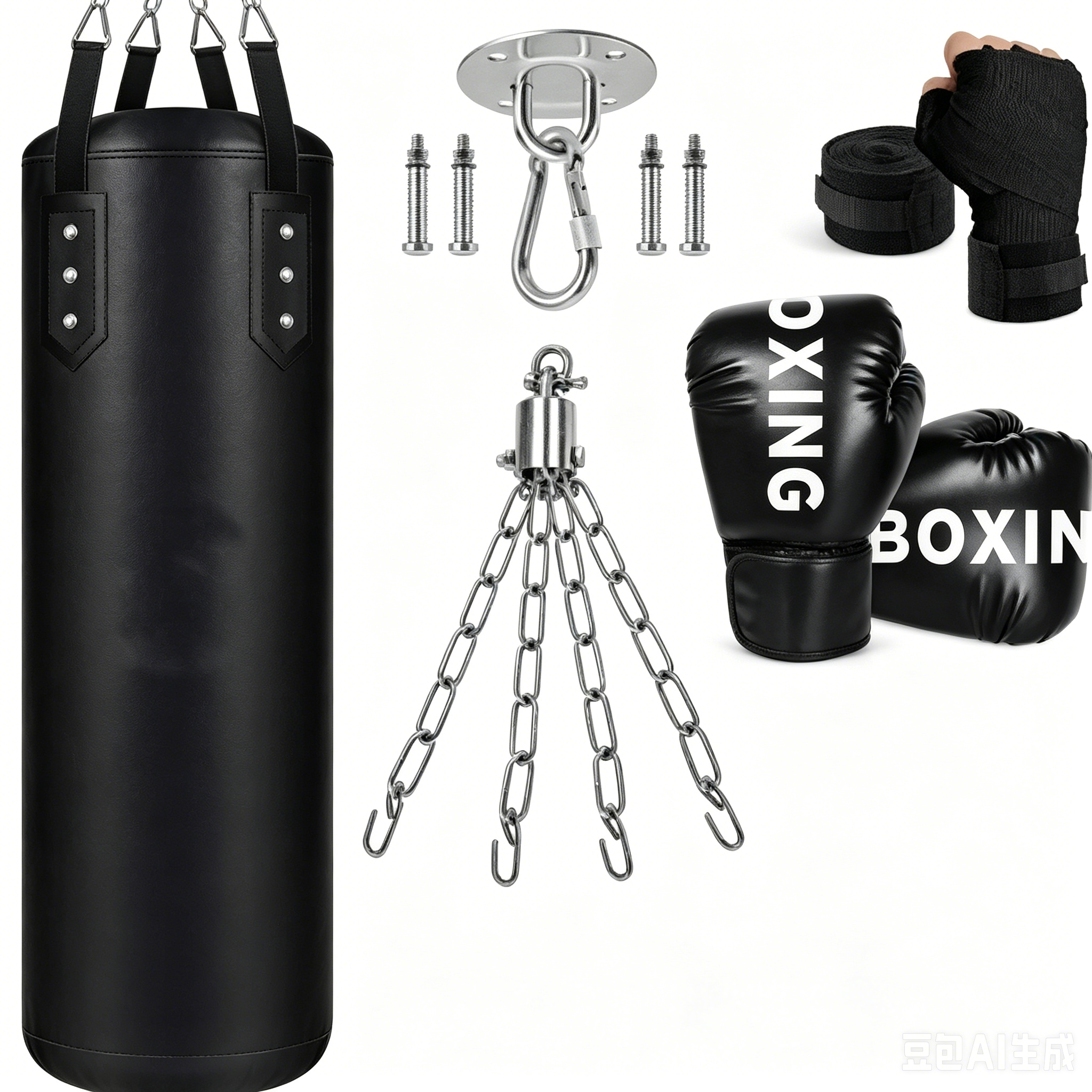 Baseball Wooden light weight 32" Inch Wooden Boxing Punching Bag With Chain Boxing Gloves And Hand Bandage Boxing kit Full Set For Men Adults