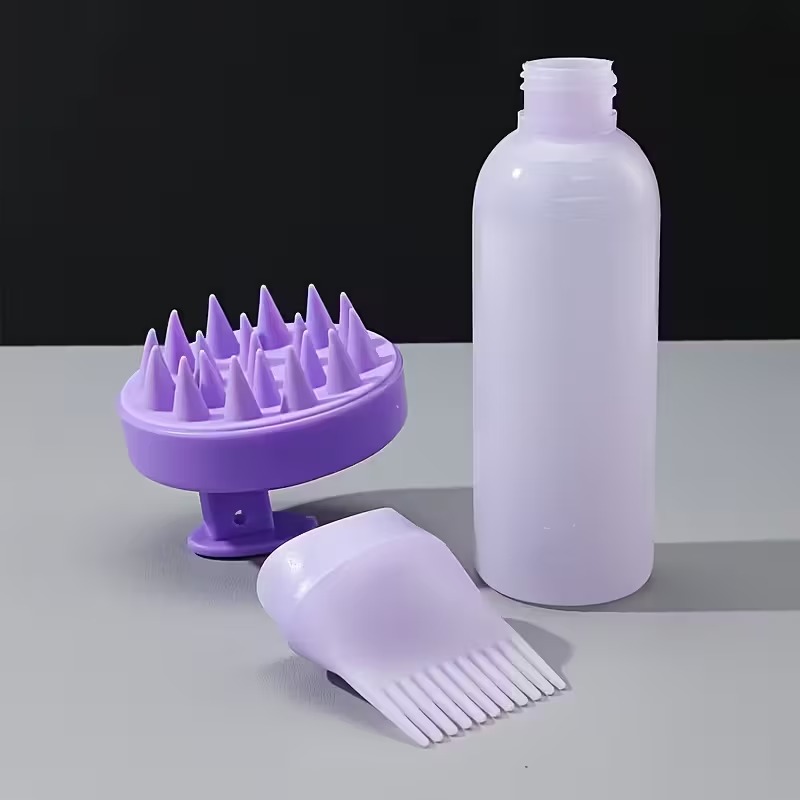 Shampoo Massager Brush Scalp Hair Scrubber with Hair Dye Applicator Brush Bottles Dyeing Shampoo Bottle Oil Comb Hair Dye Bottle Applicator Hair Coloring Styling Tool