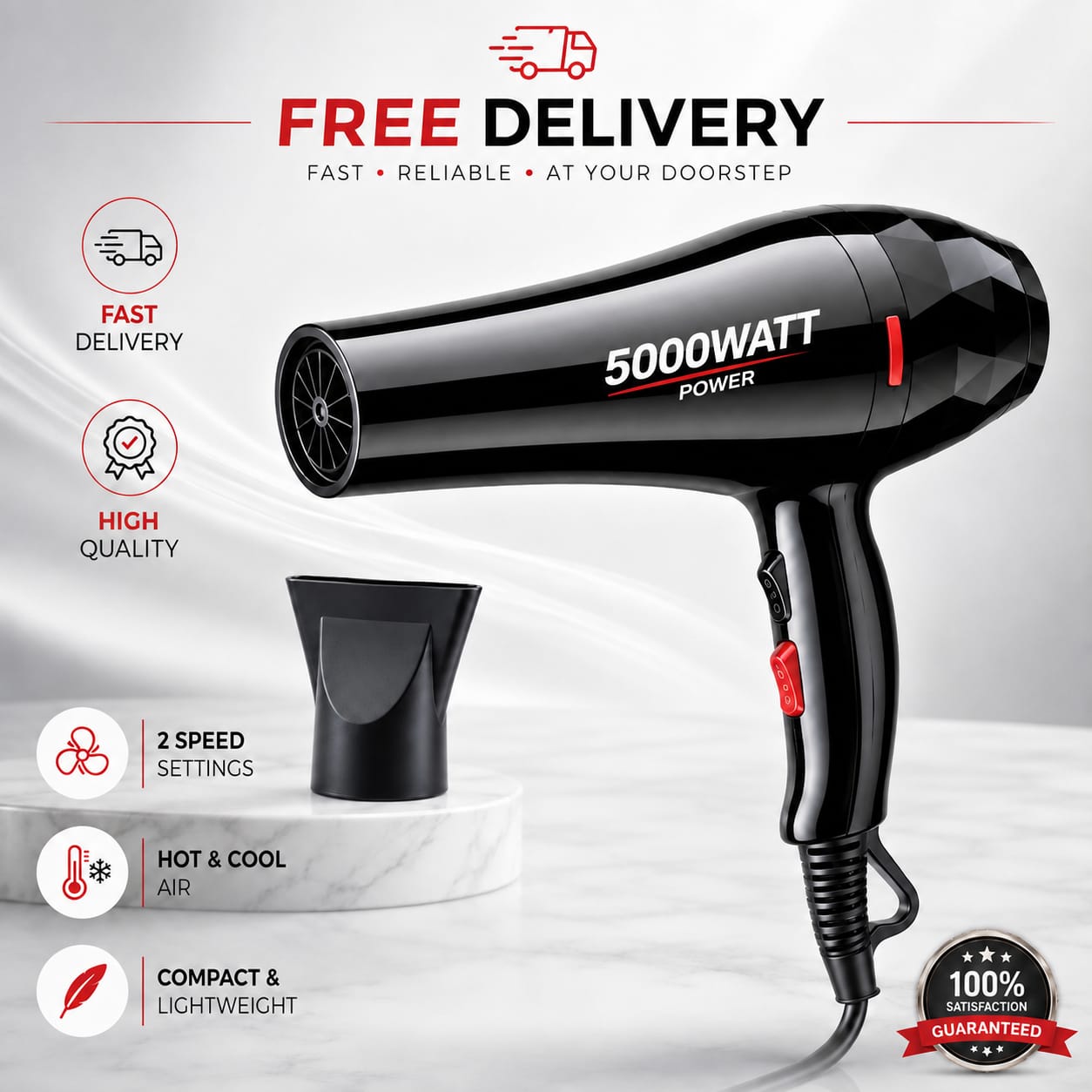 Hair Dryer - Professional Hair Dryer, Hair Dryer Machine Hot & Cold 2 in 1, Protect Hair For Both Men & Women