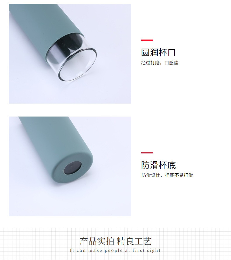 Creative Bamboo Cover Borosilicate Straw Glass Cup With Silicone Case Simple Milky Tea Cup Tumbler Plain