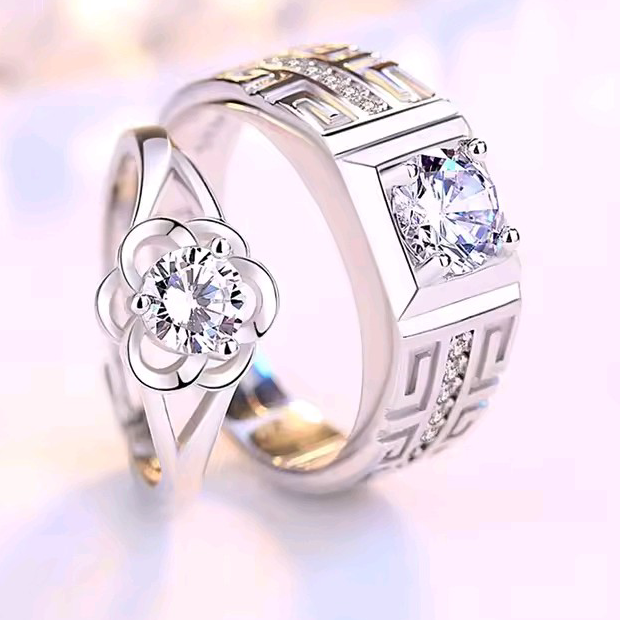 Classic Couple Rings For Men Women Wedding Lovers' Rings with Packing Box Romantic Valentine's Day Gift Jewelry Accessories