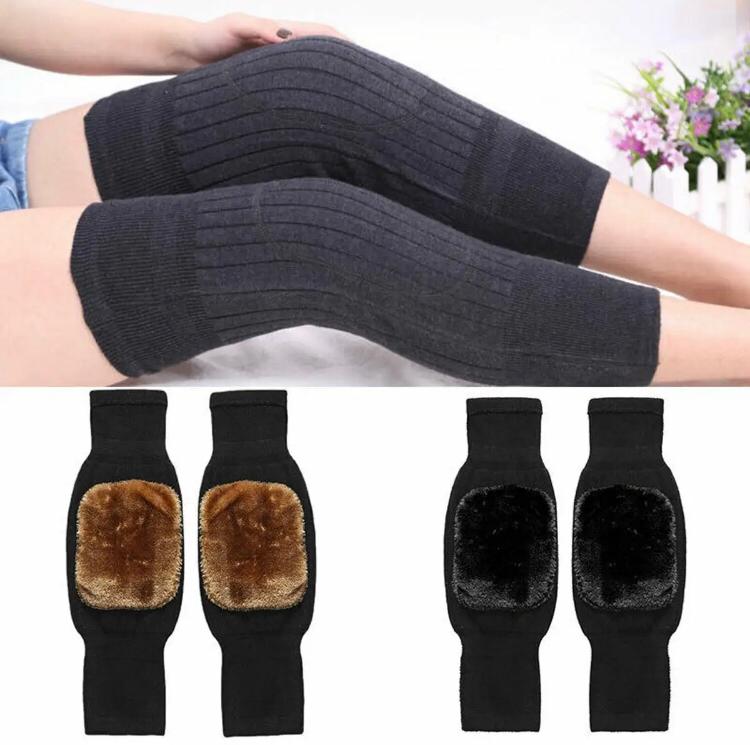 1 Pair Woolen Blend Thermal Knee Warmers Breathable Elastic Knees Sleeves for Winter