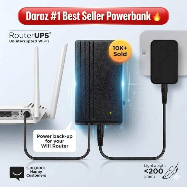 WiFi Router UPS Power Bank 12 Volts For All wifi Routers Original Black price in Pakistan