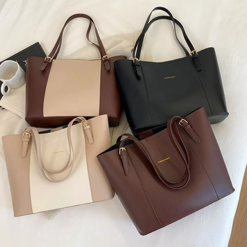 Premium Spliced PU Leather Handbag – Hot Selling Large Capacity Shoulder Tote Bag for Girls and Women| Hot Selling Spliced Large Capacity Handbag
