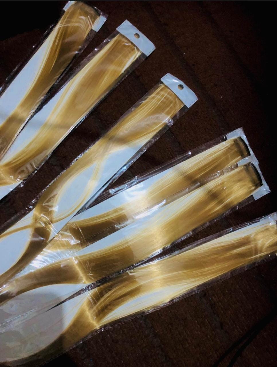 5 pieces blonde-golden single clip hair extension for girls