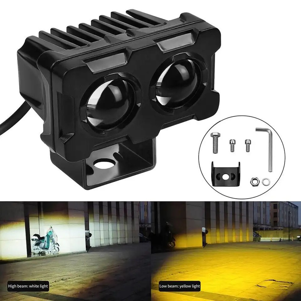 Motorcycle Robot Dual Colour Led Work Driving Lights 5000-6500k Two-color External Headlights Driving Fog Lamp