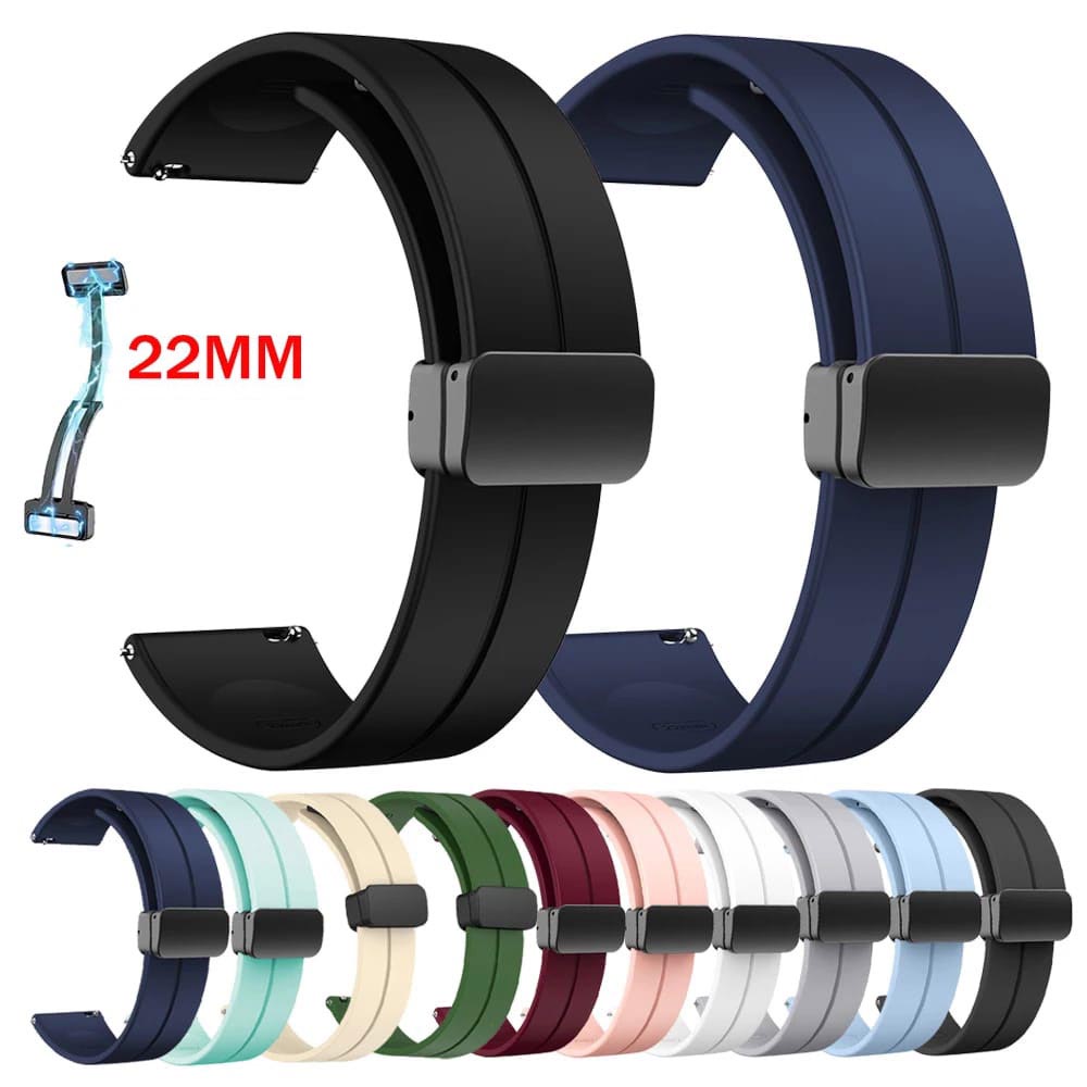 22mm Sports Silicone Magnetic Lock Strap For Zero Luna Revolt Redmi Watch Active 5 Huawei GT 4 5 Samsung Galaxy Watch 46mm and all other 22mm compatible watches