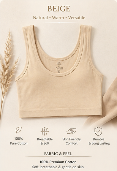 Pack of 6 | 3 | 1 Non Padded Cotton Half Camisole Half Shameez for Girls – Soft Stretch Breathable Crop Tank Bra | Teenagers Training Bra Biddies | Wireless Pull Over Comfort Vest (Free Size 28–34 Bust) Training Bra Biddies