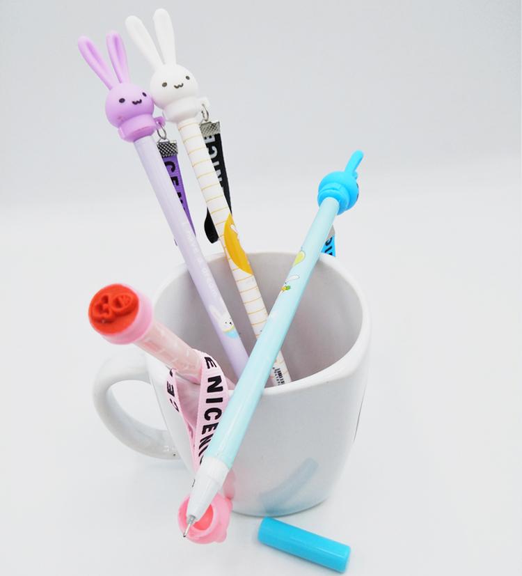 Bunny Gel Pen With Stamp For Kids,student,gifts,school,office Stationery