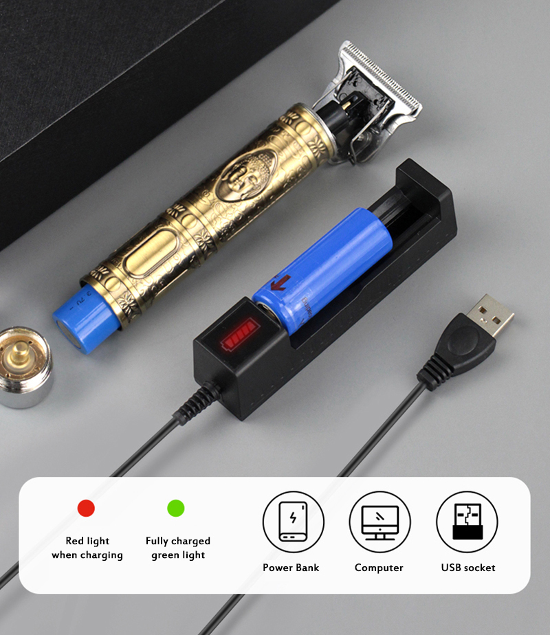 1Pc T9 Hair Clipper Buddha Head Electric Clipper Wireless Trimmer Tube Hair Cutting Machine