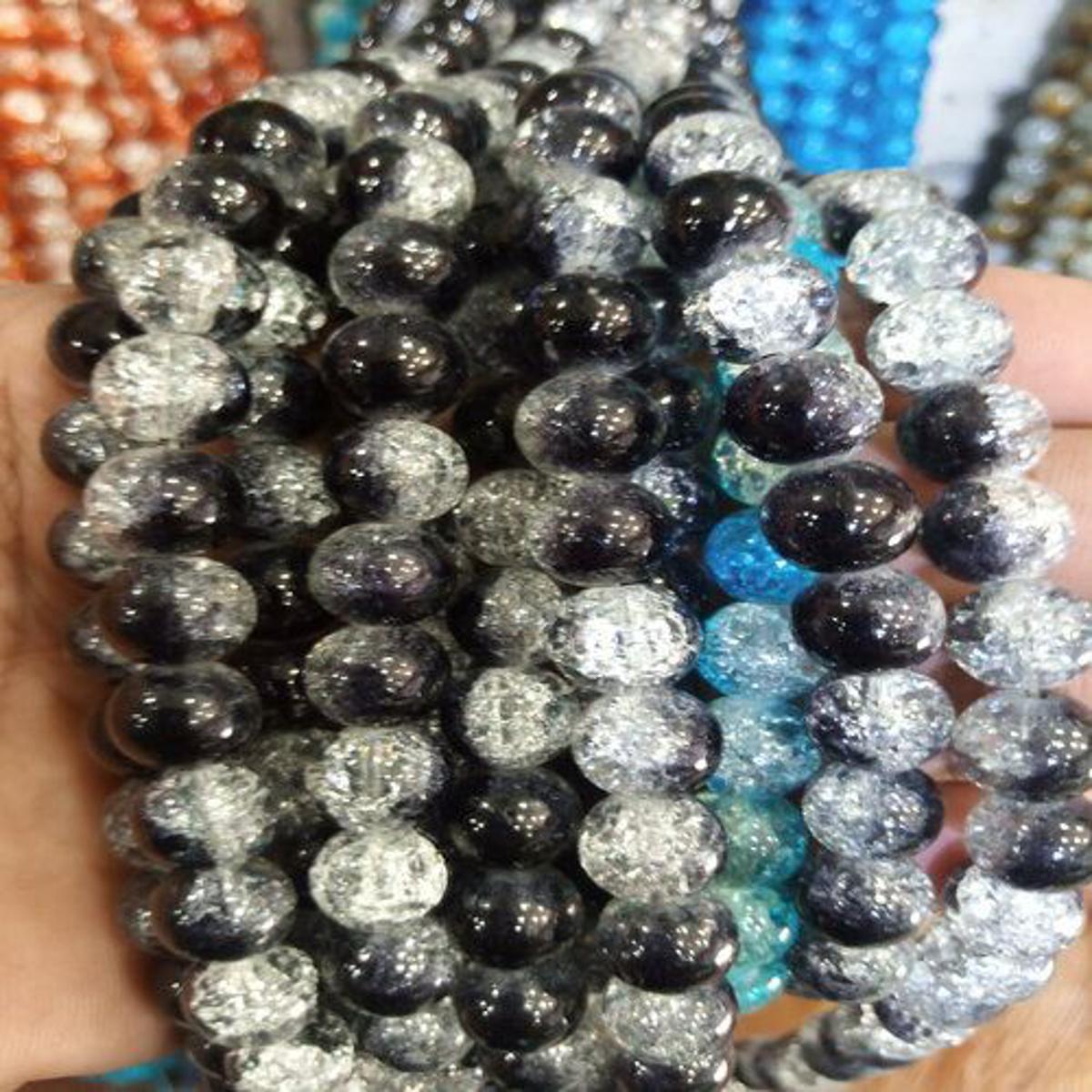 Black colour crystal ice design beads string for sale in very reasonable price