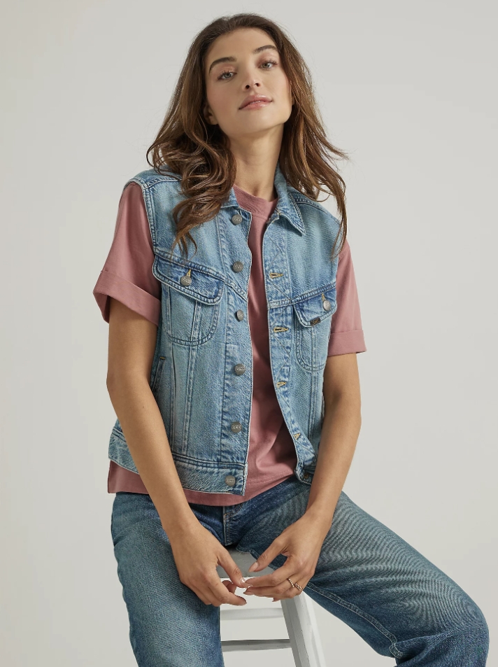 Classic Women's Denim Sleeveless Jacket – Versatile and Stylish