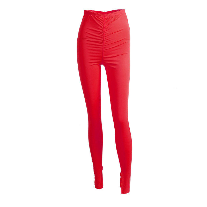 Fashion (Red)High Wasted Slit Stacked Leggings Grey Sweatpants
