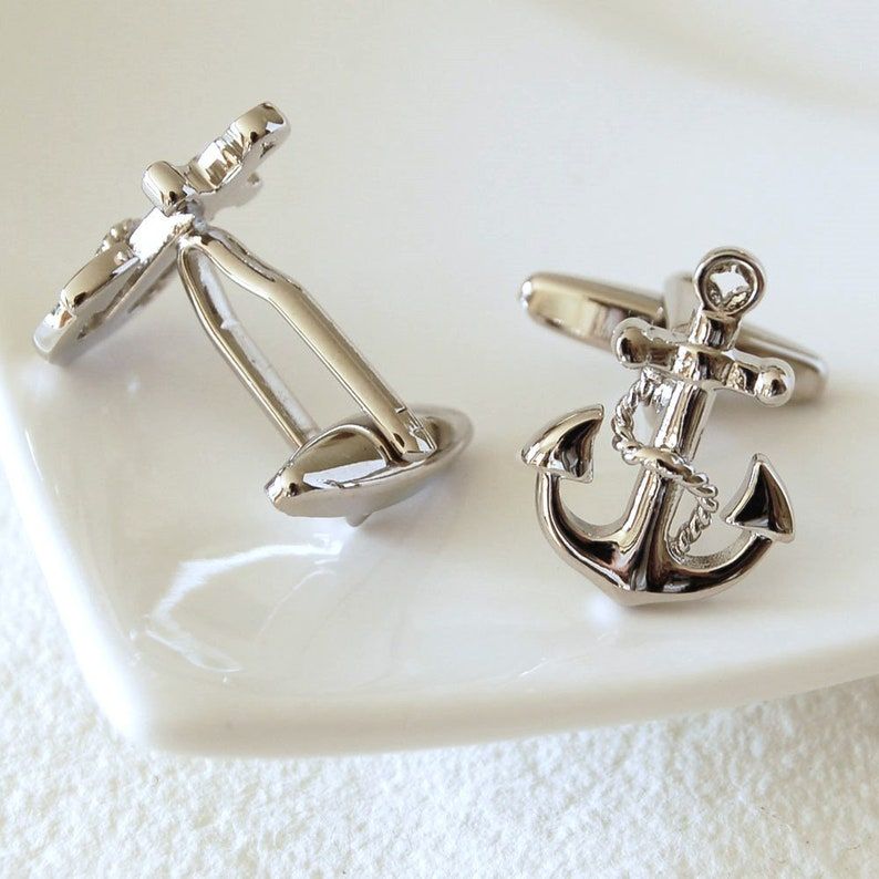 Classic Cufflinks | Silver Anchor Shape Cufflinks for Men | Royal Cufflinks