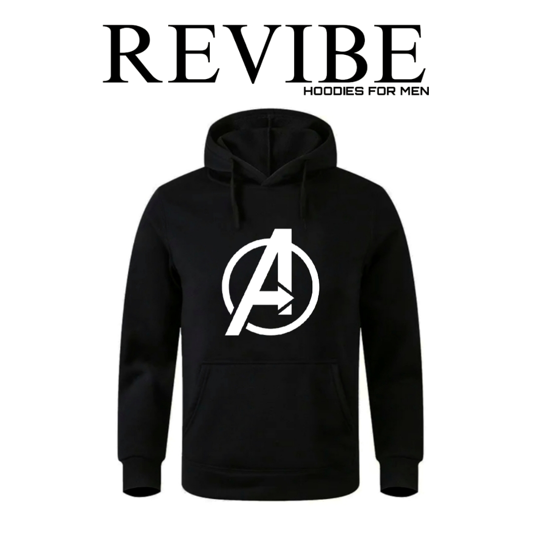 REVIBE - Black Avengers Printed Hoodies For Men