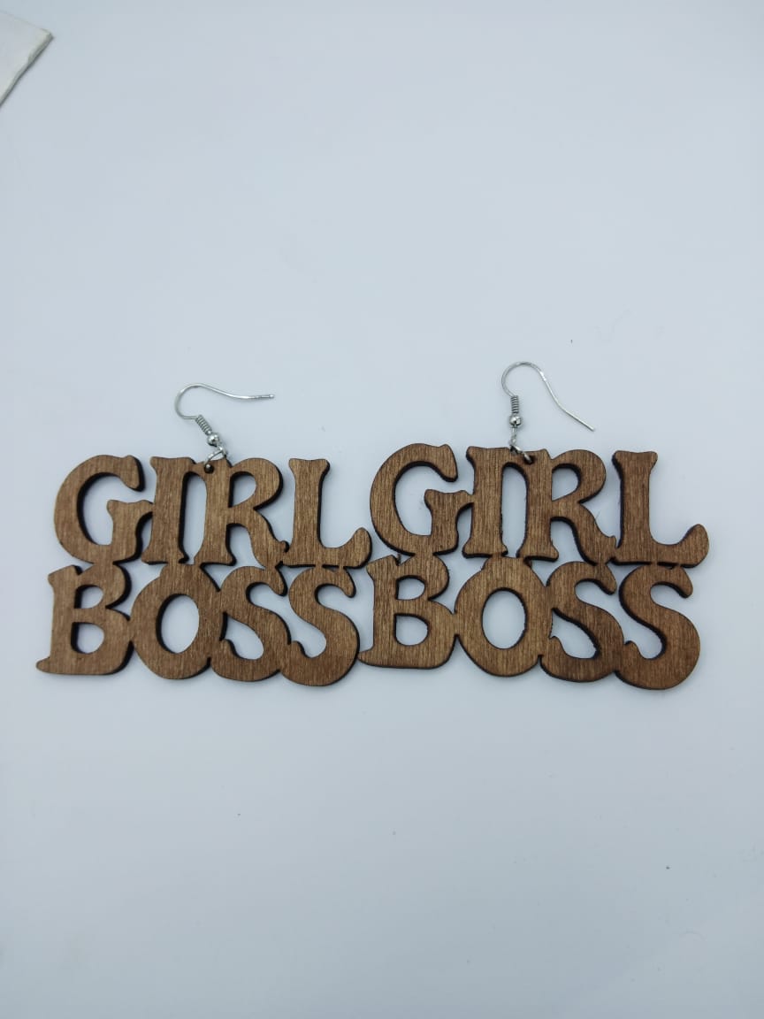Cute Girl BOSS Wooden Earrings For Girls/Womens