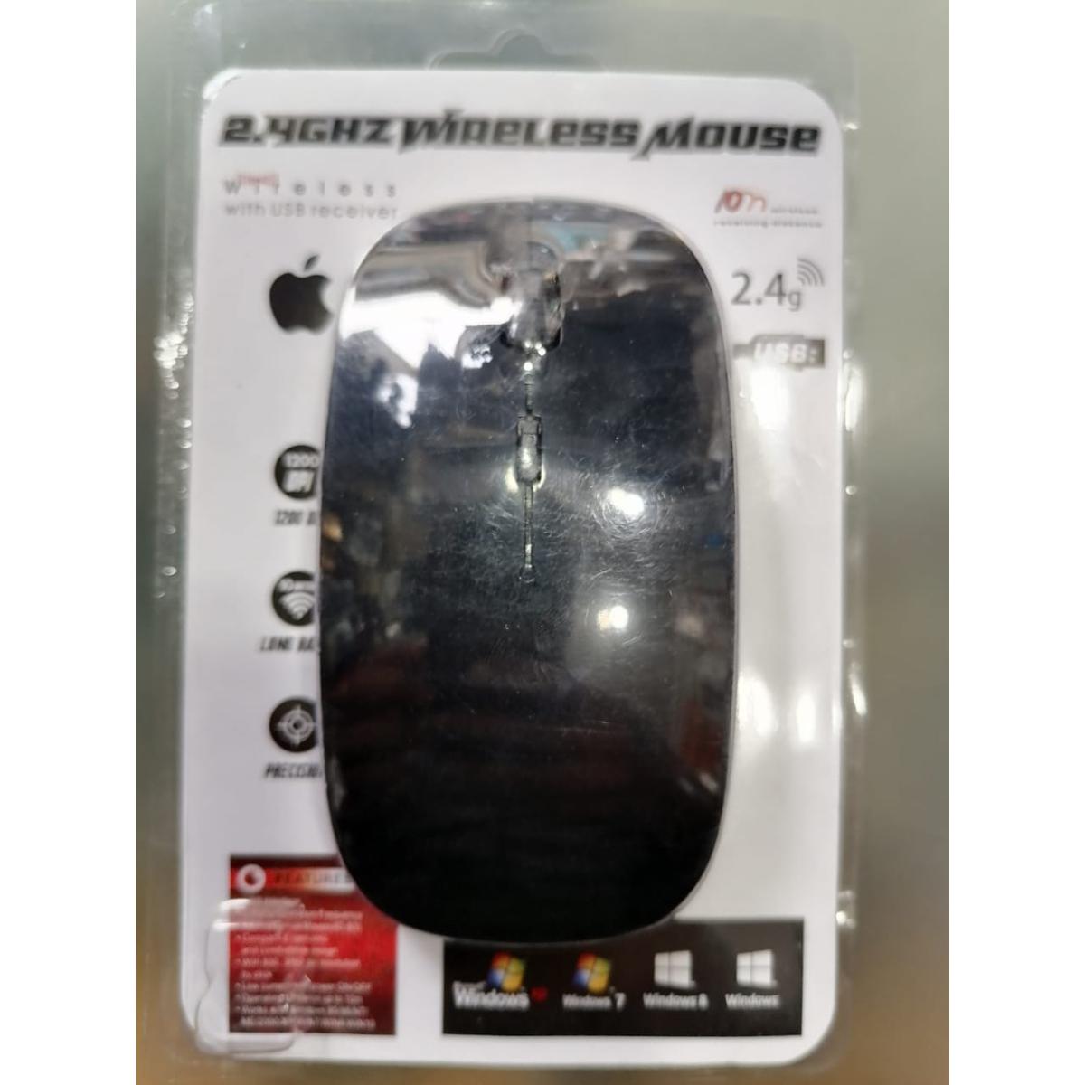 Macaron Optical Wireless Optical Mouse 2.4-Ghz With Nano Receiver - Black