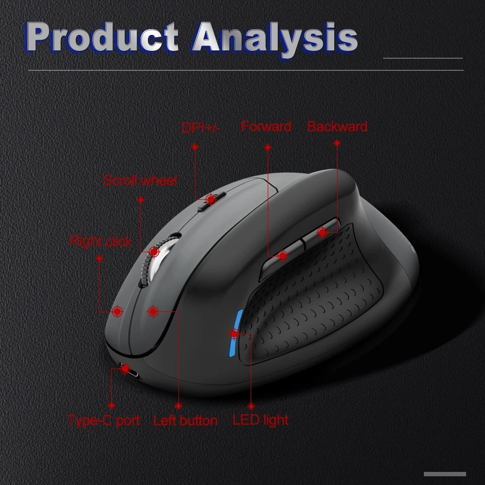E-YOOSO X-45 Tri-Mode Wireless Vertical Mouse Black 4800Dpi BT 2.4G and Wired Connectivity Supported 14 8153c66a17e8fe80b6f234479be5408b
