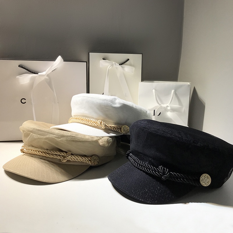 Autumn hat women military Octagonal Cap 