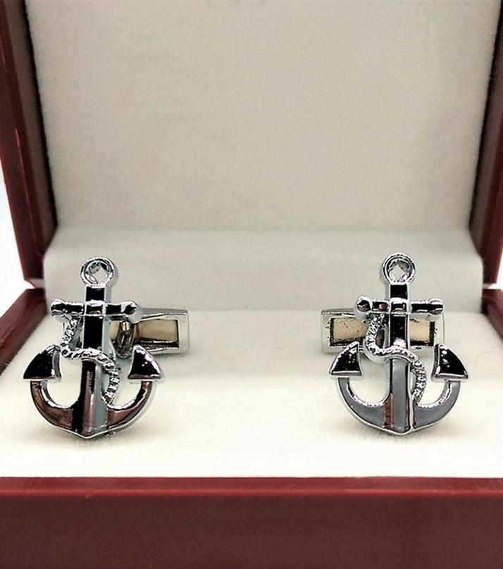 Classic Cufflinks | Silver Anchor Shape Cufflinks for Men | Royal Cufflinks