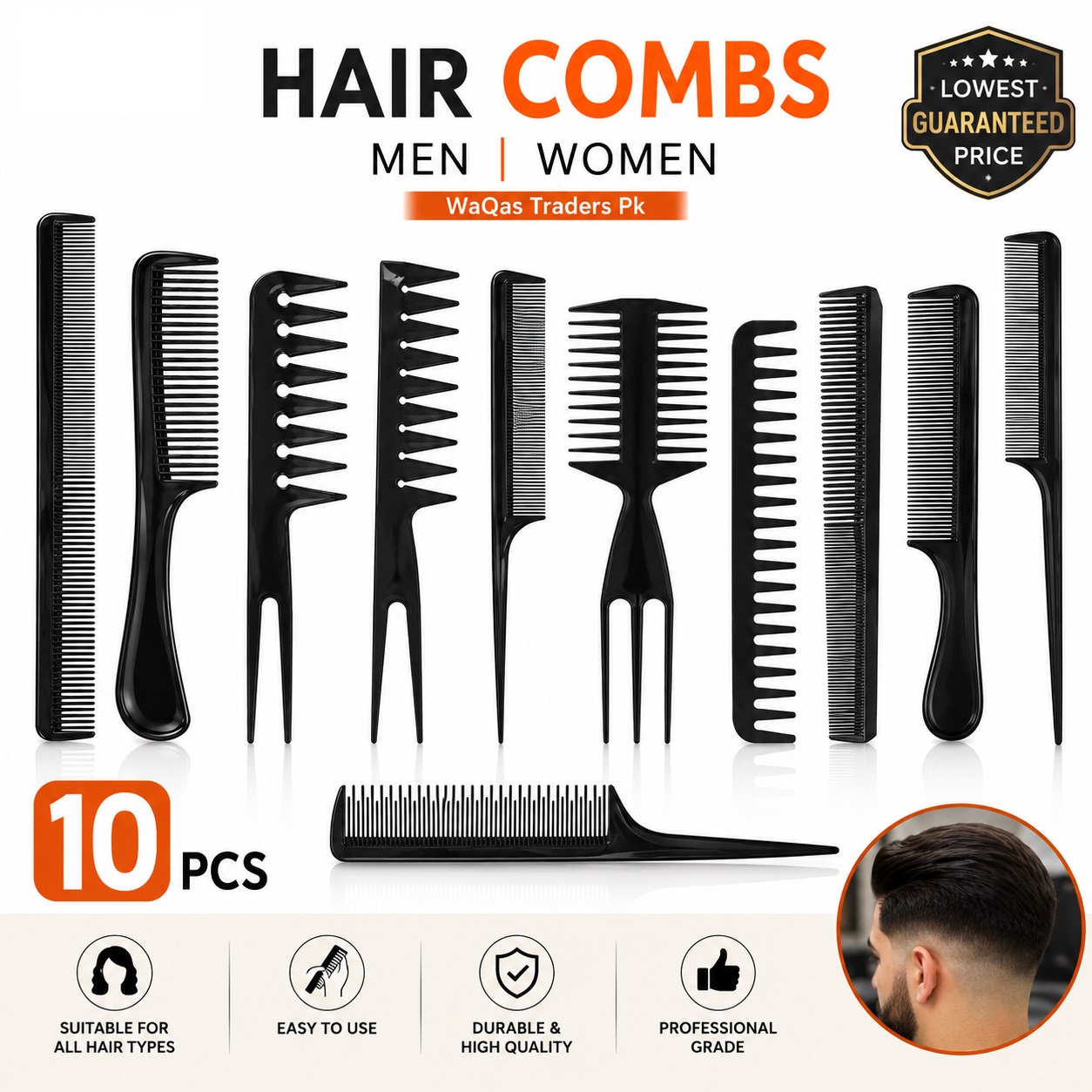 10PCS Professional Hairdressing Comb Set – Anti-Static Salon Barber Hair Styling Combs, Multifunctional Cutting, Styling & Detangling Tools for Men & Women