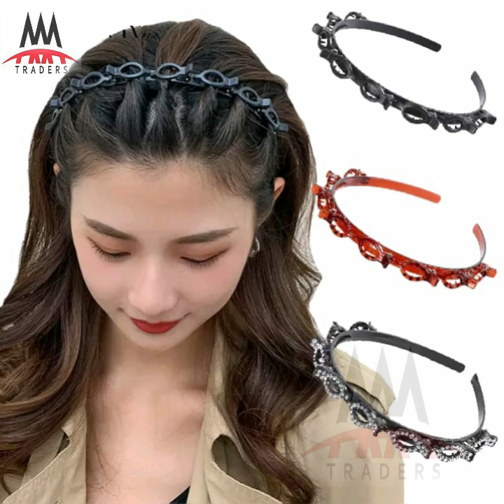 Double Bangs Hairstyle Hairpin Headband for Women Lady Hollow Braid Woven Bangs Clip HairBand Wedding Bride Hair accessories